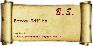 Boros Sába névjegykártya